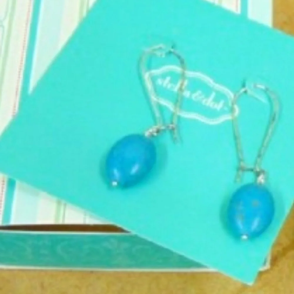 Stella & Dot Retired🧞‍♂️Turquoise Sea Drop Earrings - Picture 4 of 5